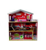 Drevený domček pre bábiky červený